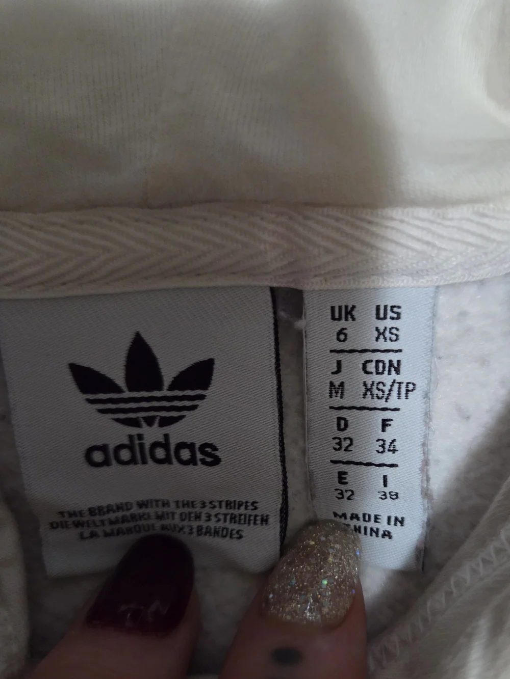 adidas Cream Pullover Hoodie with Black Stripe Accents
